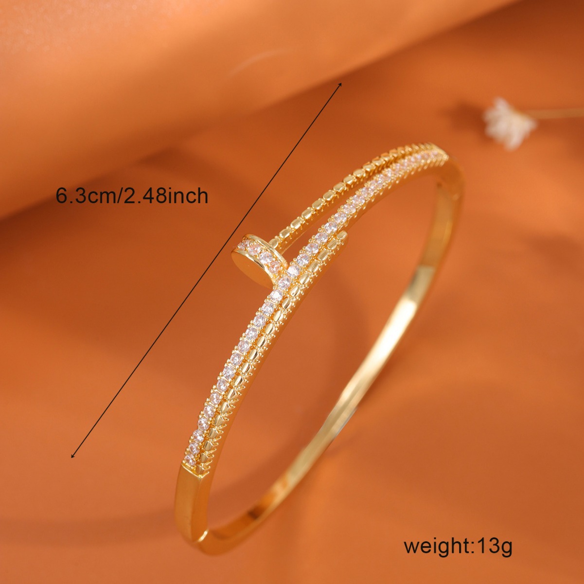 Armband, kupferplattiert, Zirkonia mit Sternenmotiv