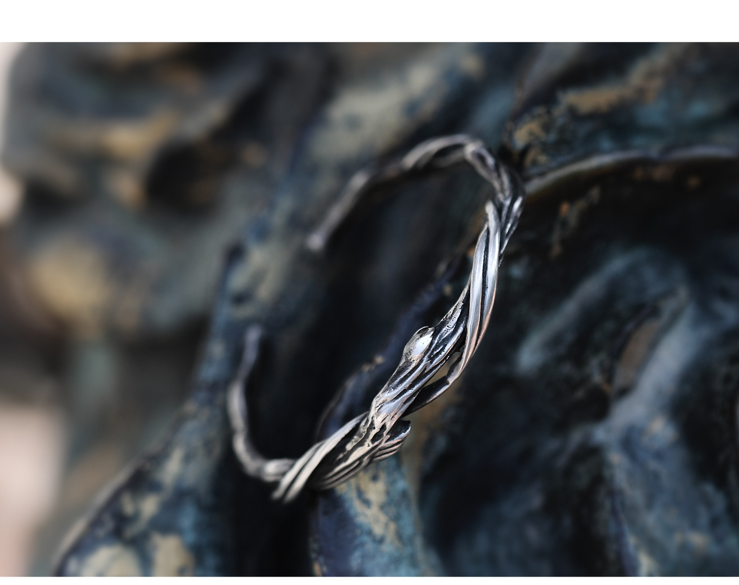 S925 Silber Herrenarmband Treibholz-Design
