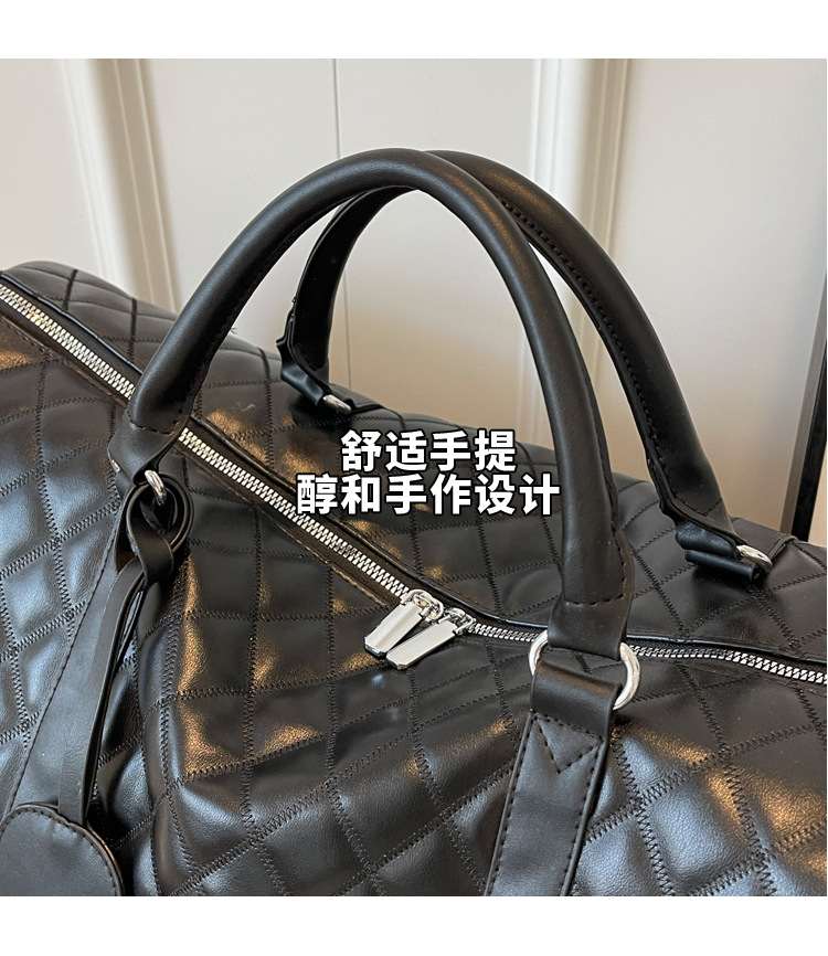 Travel duffel bag PU checkered, large capacity, waterproof