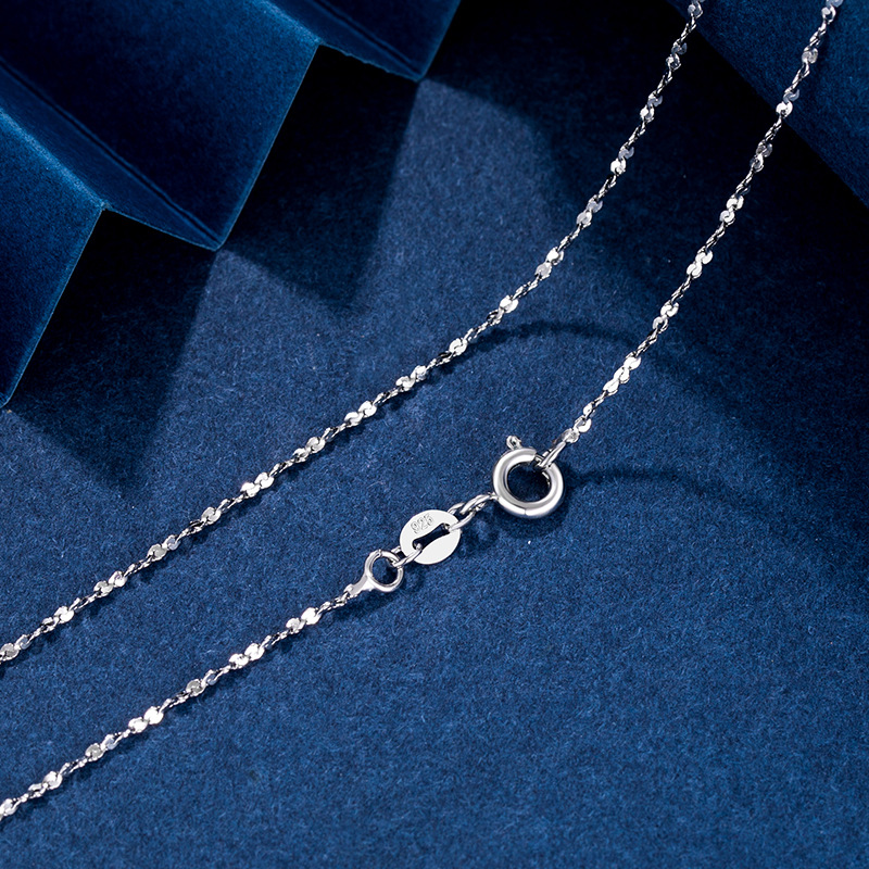 Silver plated neck chain, thin collarbone necklace