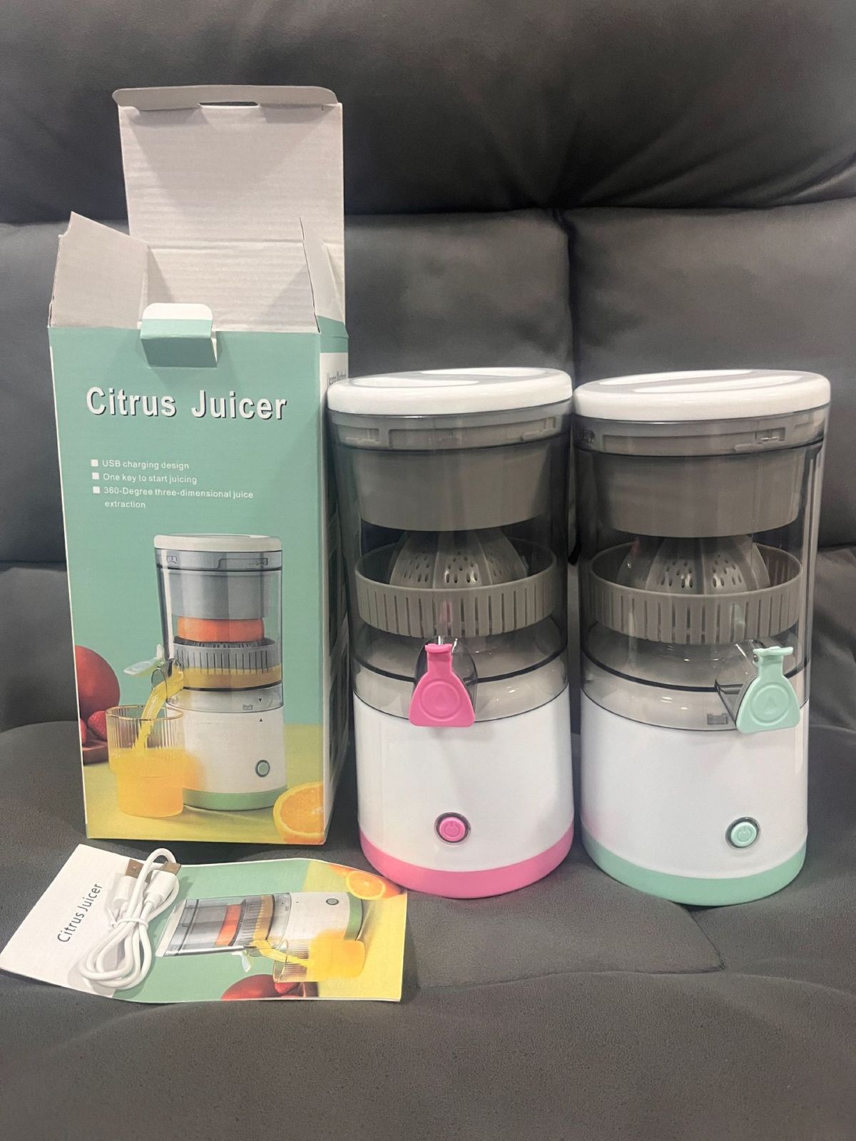 Electric fruit juicer, wireless, rechargeable