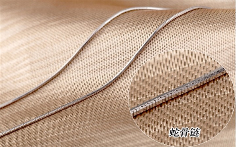 Silver 1mm snake bone chain necklace