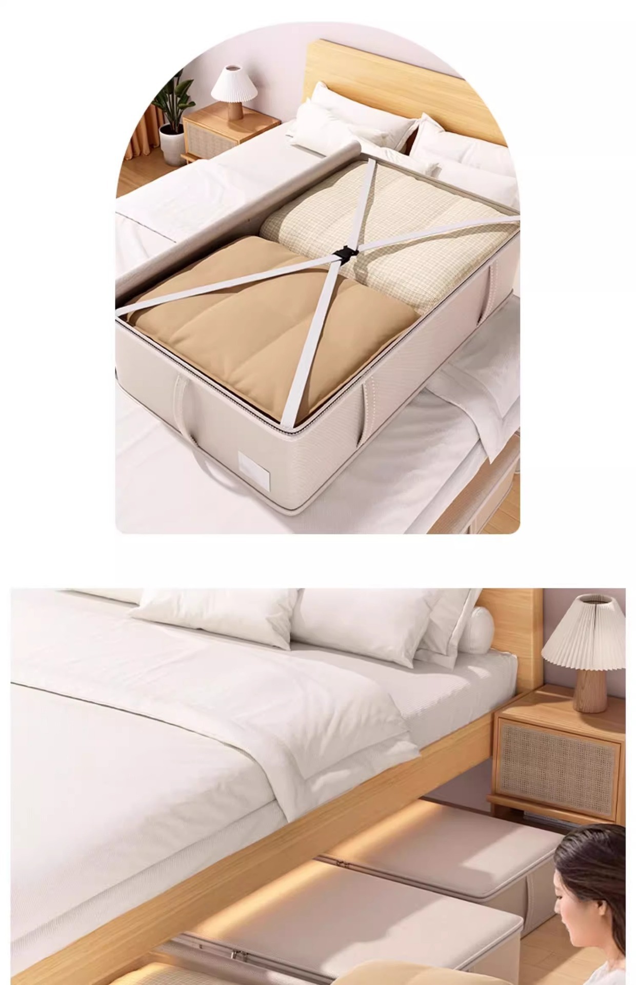 Bed storage box, large capacity, for quilts and down jackets
