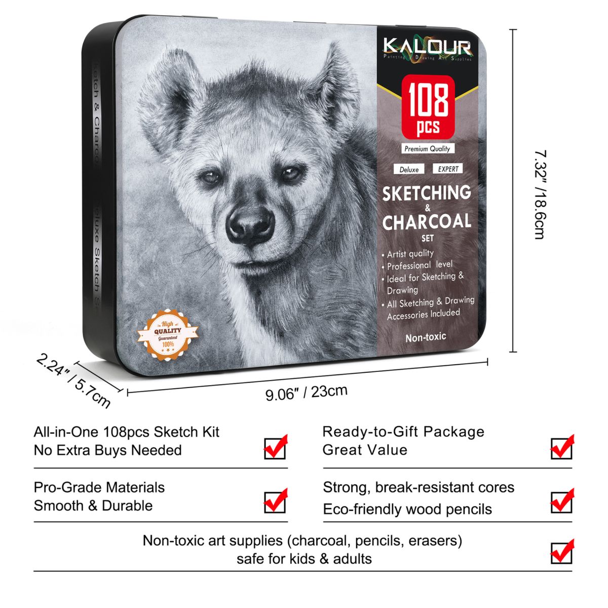 Kalour 108 parçalı taslak kurşun kalem seti