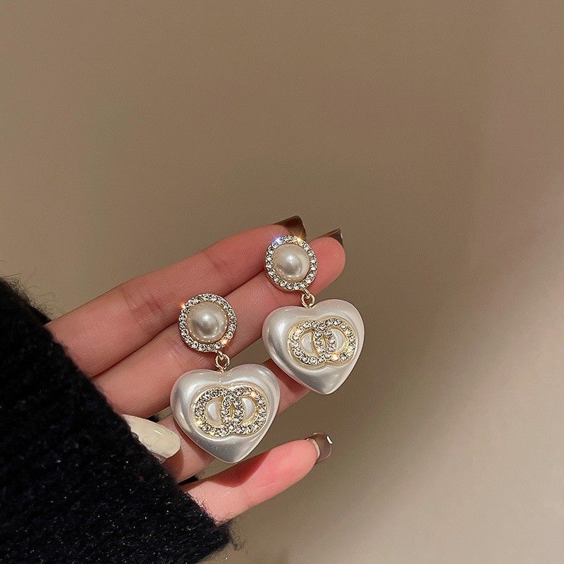 Silver flower geometric earrings, rhinestone, women's