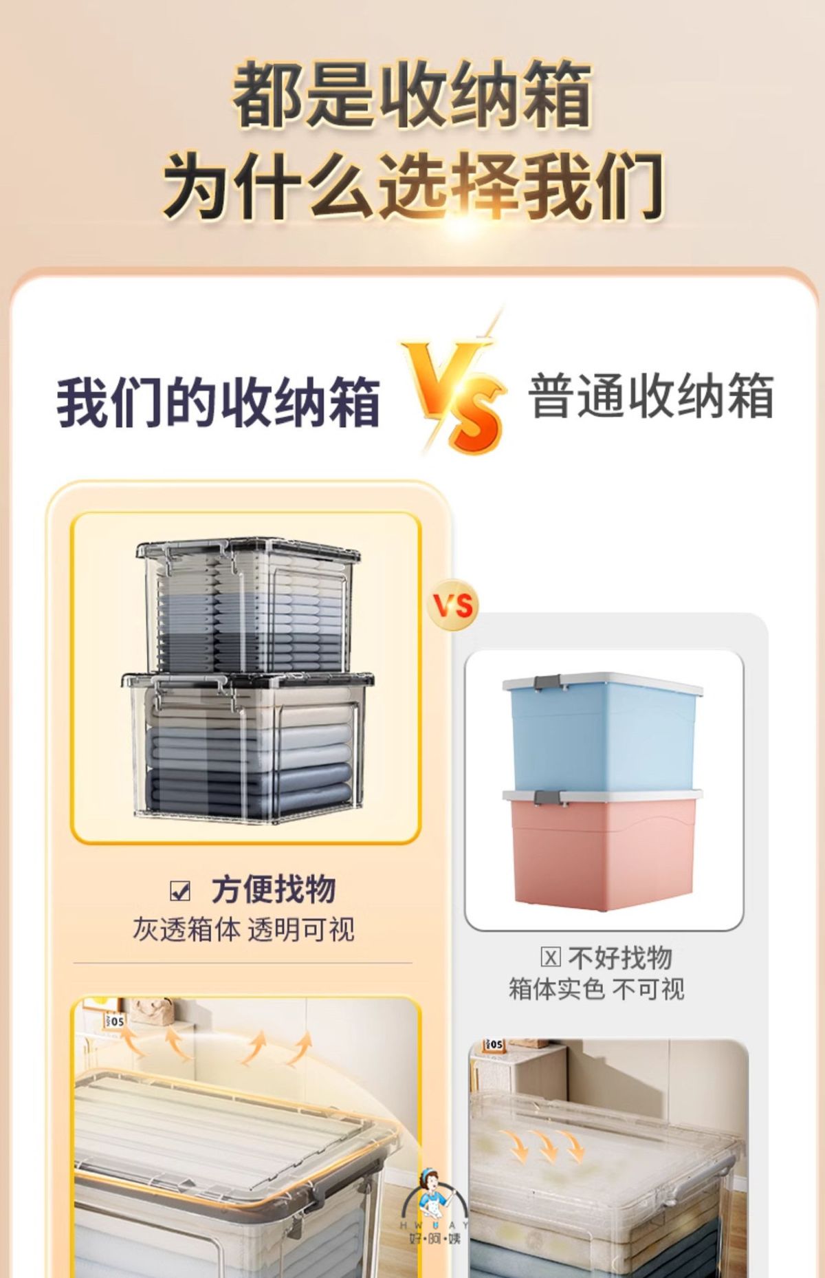 厂家直销收纳盒透明塑料收纳箱带盖家用玩具衣服衣物收纳储物箱