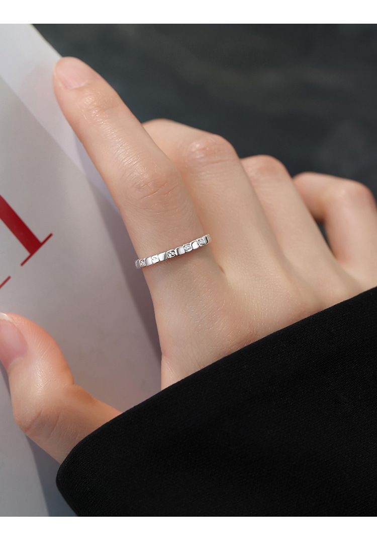 925 sterling silver geometric ring, open design