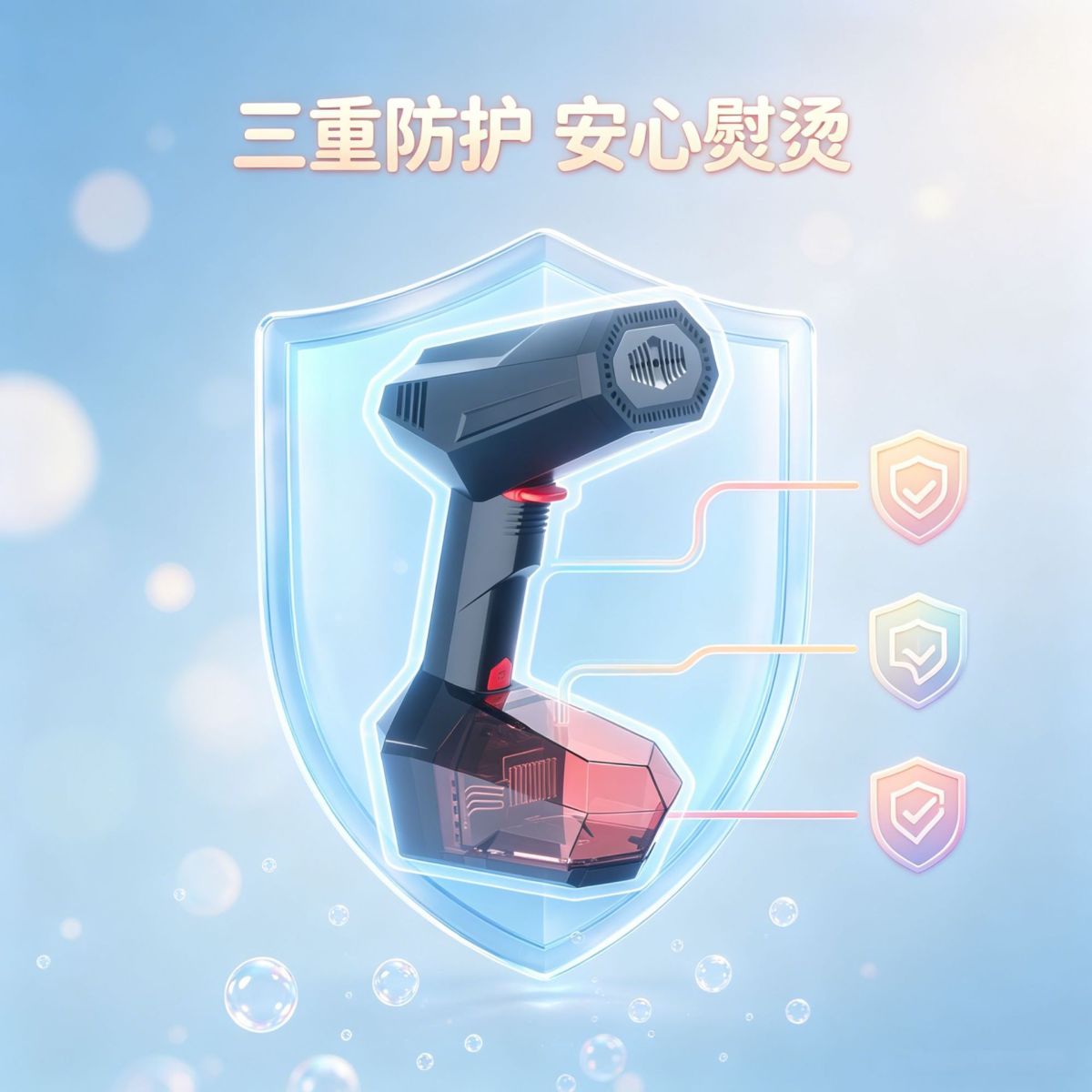 Hanging steam garment steamer, portable, 2-in-1 function