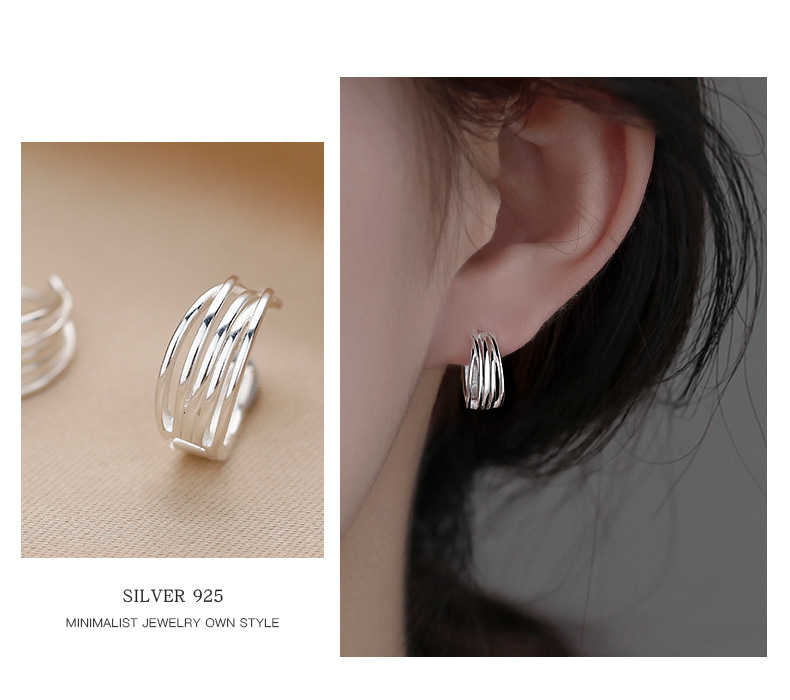 925 sterling silver multi-layer women's earrings
