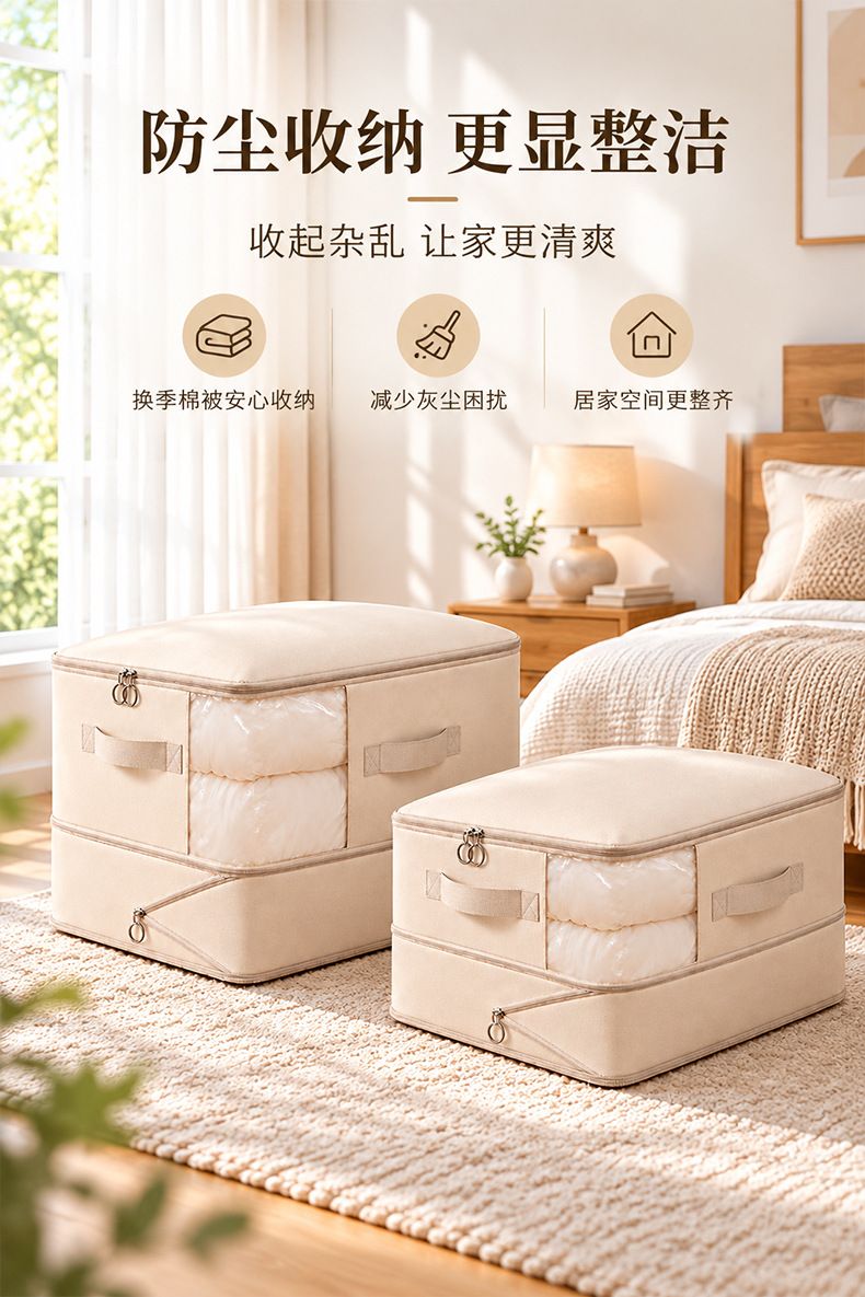 Cotton quilt storage bag, compression, window design, large capacity