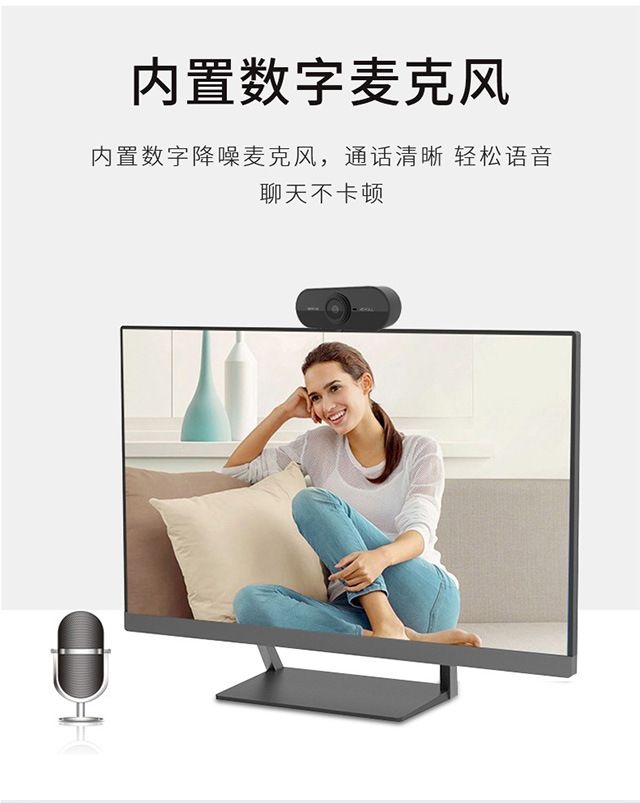 Computer camera, USB, built-in microphone, video conferencing