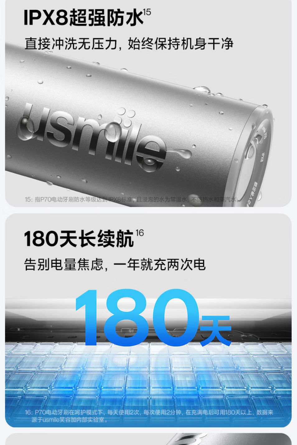 Usmile P70 ultrasonik elektrik diş fırçası güçlü temizleme