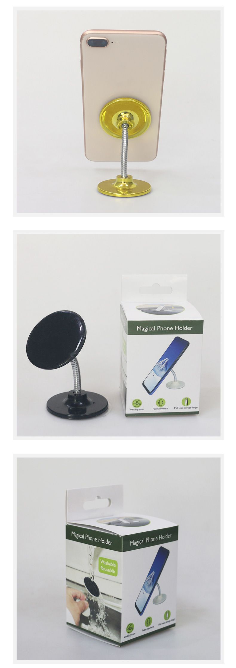 Universal car phone holder, PU self-adhesive, rotating