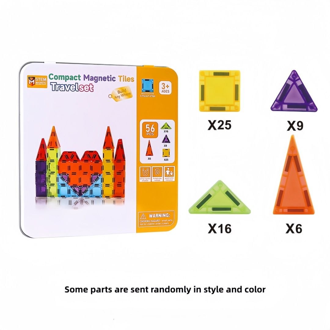 Mini magnetic building tiles, colorful windows, travel set