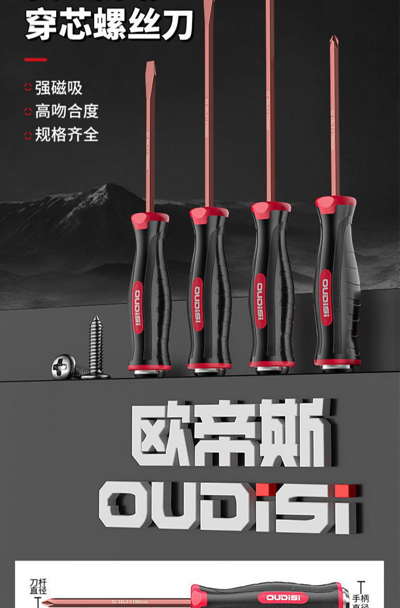 Cross screwdriver set, heavy duty, percussion