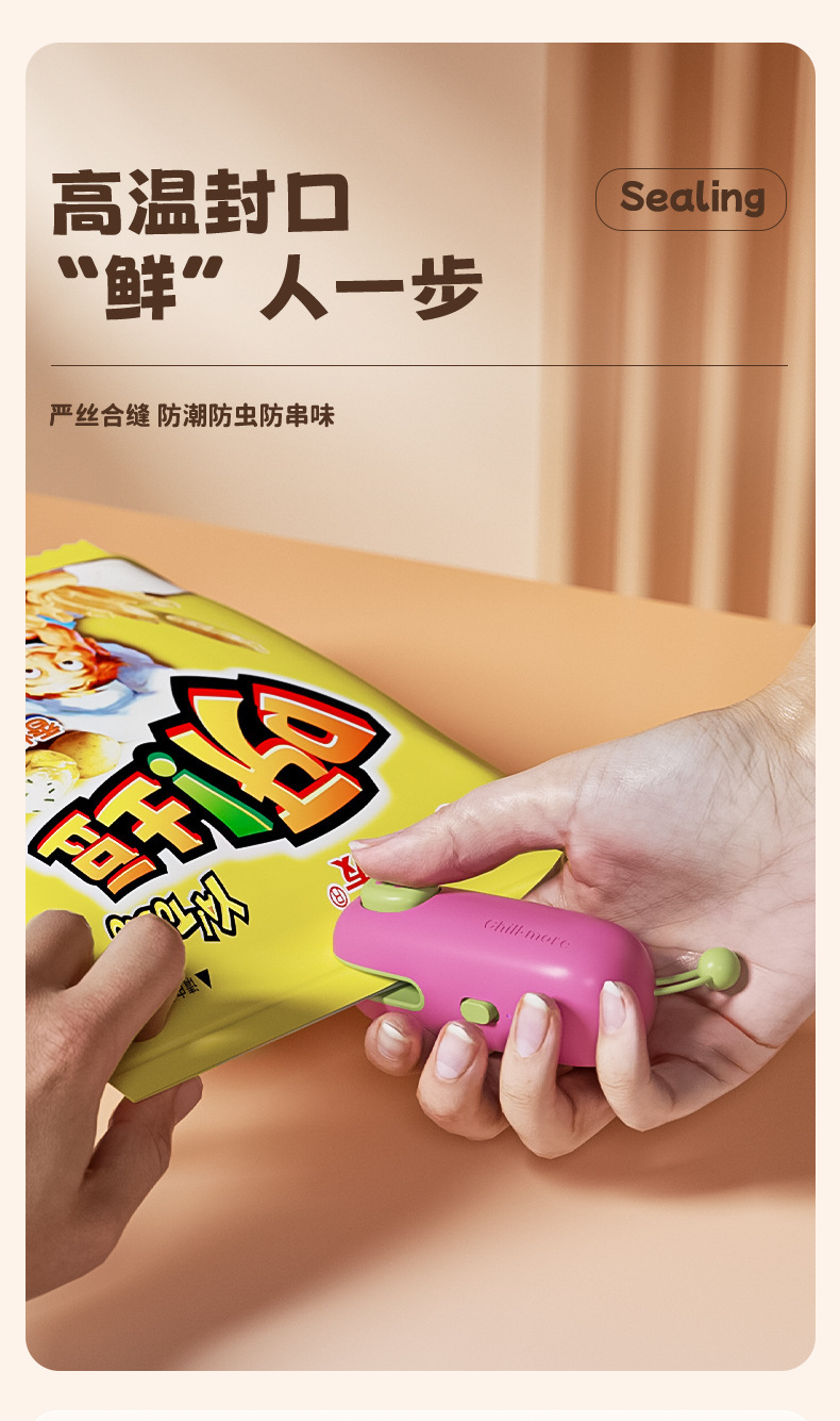 Mini heat sealer machine, portable, food sealing
