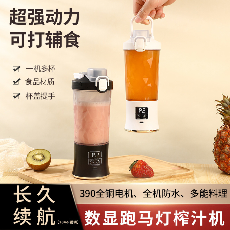 Portable electric fruit juicer, ice crushing, rechargeable