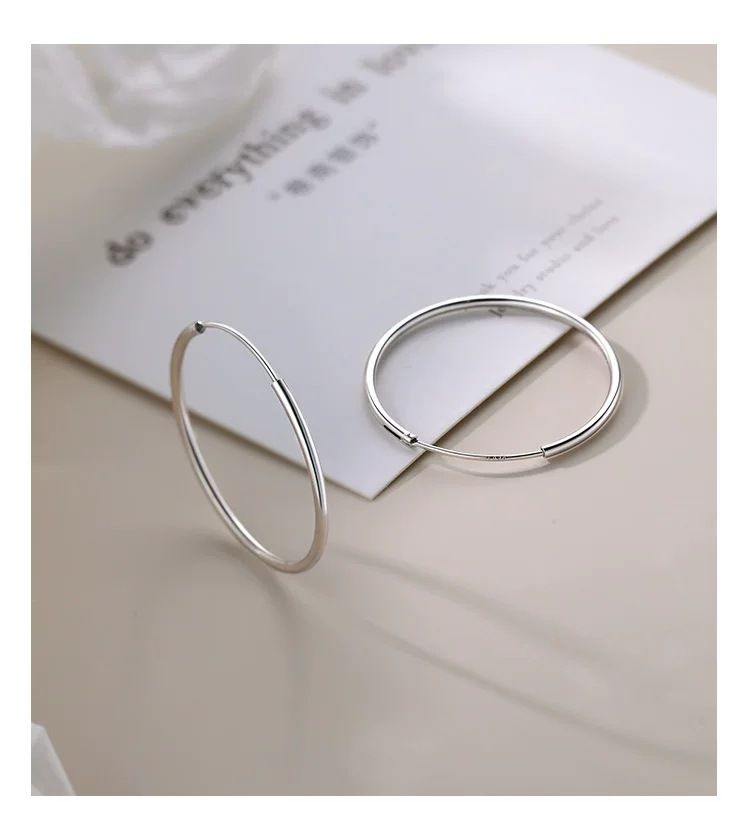 Minimalist silver large circle earrings elegant design