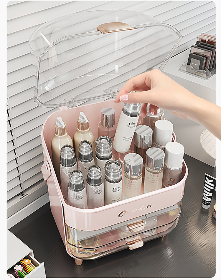 Dust-proof cosmetic storage box, large capacity