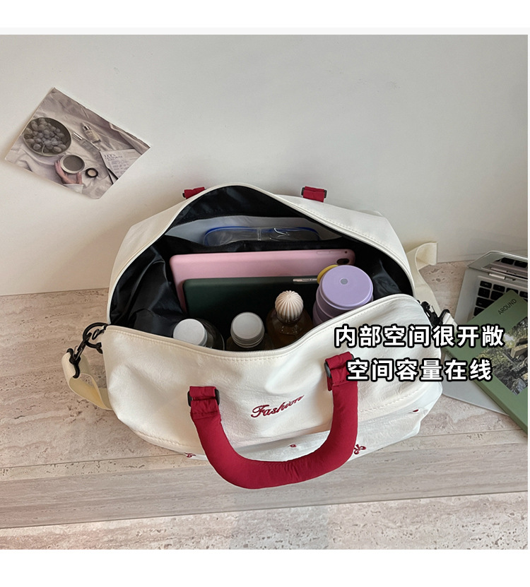 Bow-Detail Large-Capacity Travel Bag with Padding, Single Shoulder