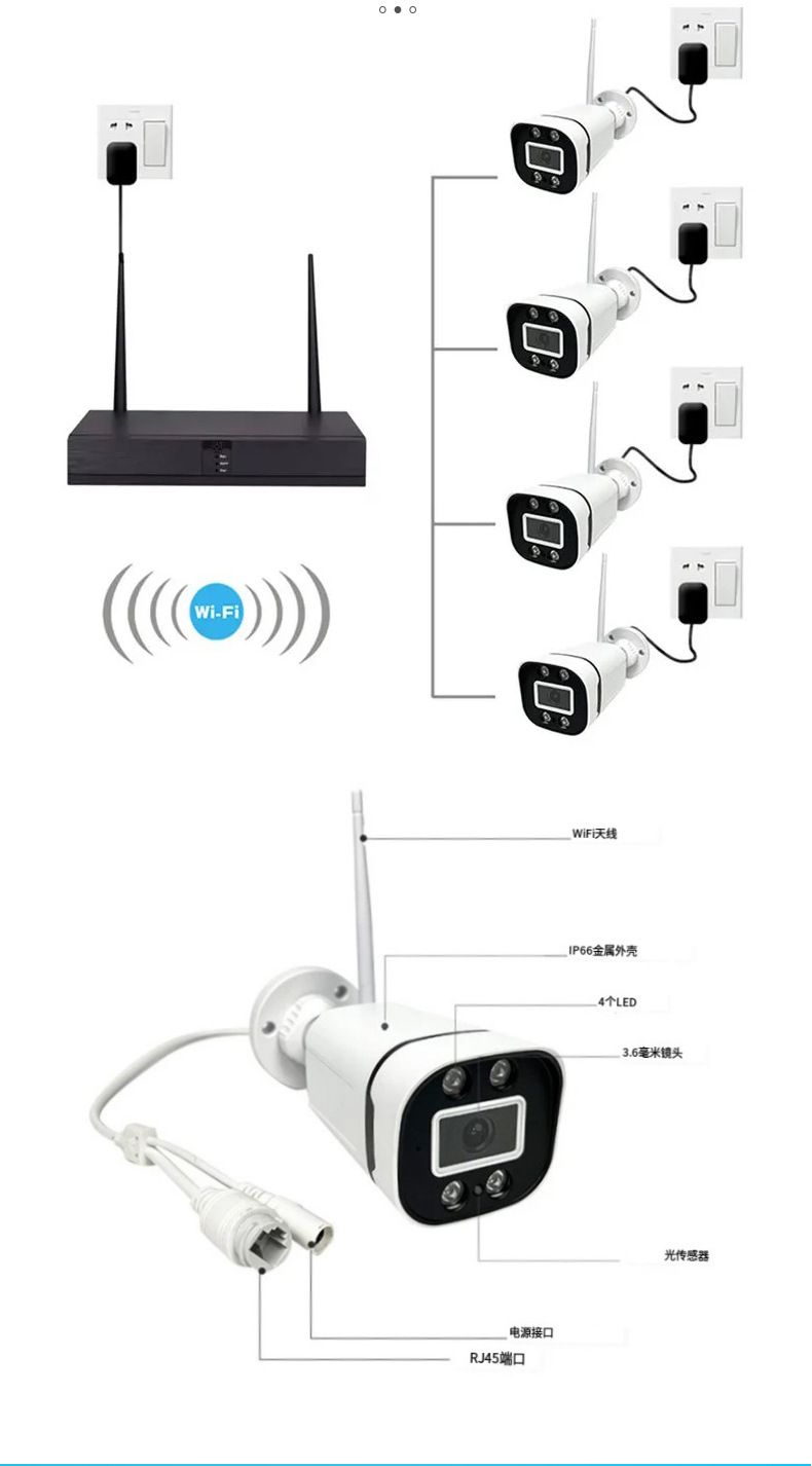 Kablosuz WiFi gözetleme seti, tam renkli HD, gece görüşü, iki yönlü ses