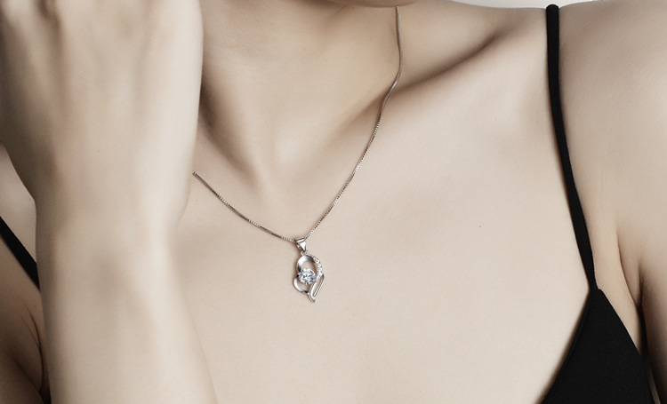 Moissanit-Anhänger-Halskette S925 Sterlingsilber rhodiniert