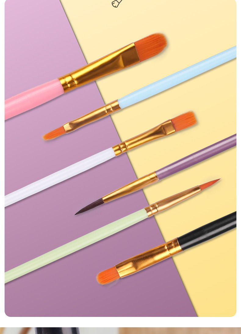 Paint brush set, 10-piece, nylon, oil and acrylic