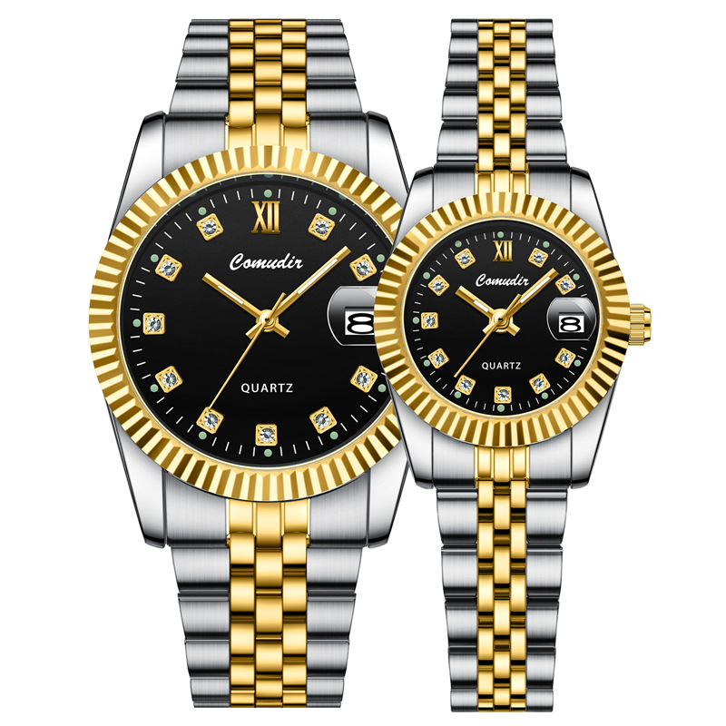 Couple quartz watch, waterproof with calendar
