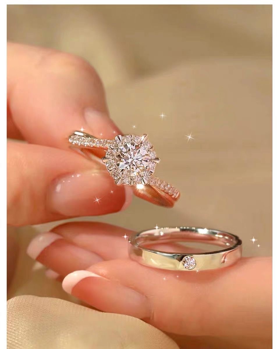 Couple ring set, wedding, adjustable open design