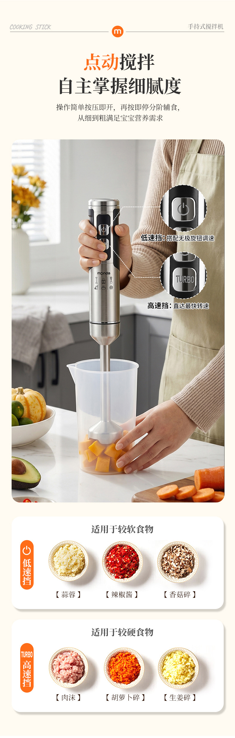 Monda Stabmixer Küchenmaschine, multifunktional