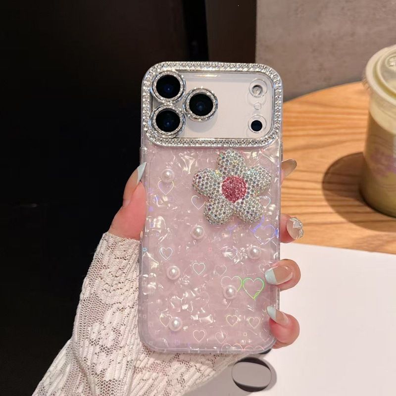 Apple iPhone 18 rhinestone flower case, full protection