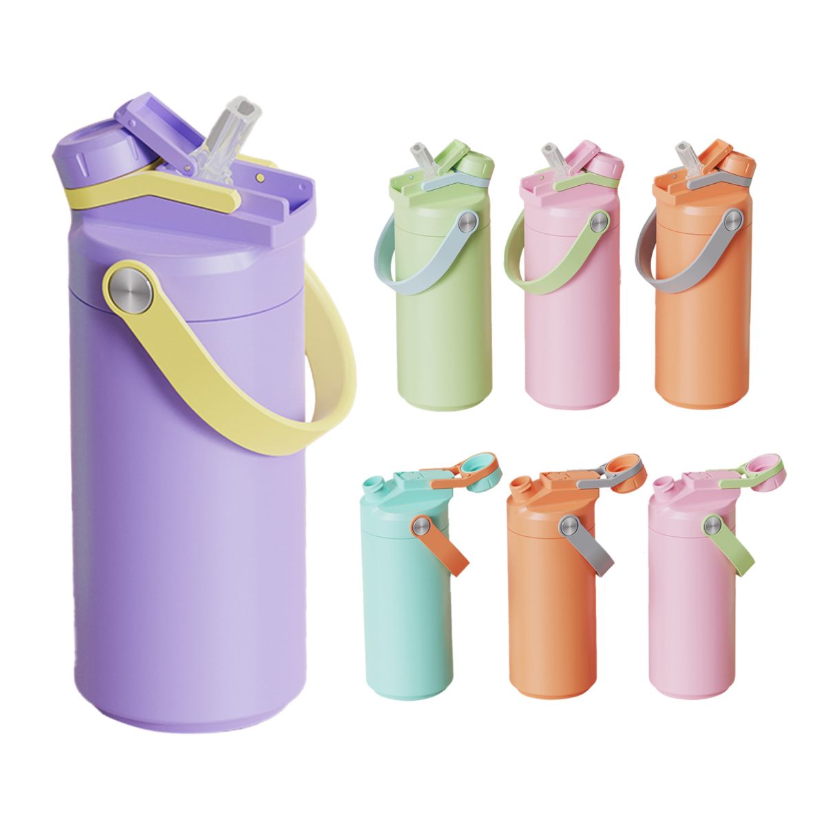 Paslanmaz çelik yalıtımlı spor su matarası, 14oz-40oz, 2 in 1 kapak