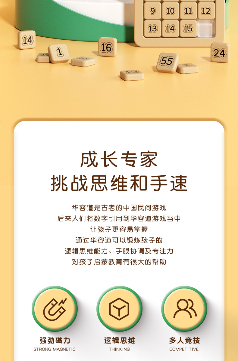 Huarong Dao Magnetisches Schiebepuzzle 3er 4er 5er
