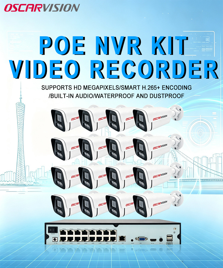 POE surveillance camera set 4K smart night vision waterproof