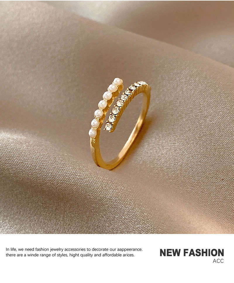 Pearl ring women adjustable open design