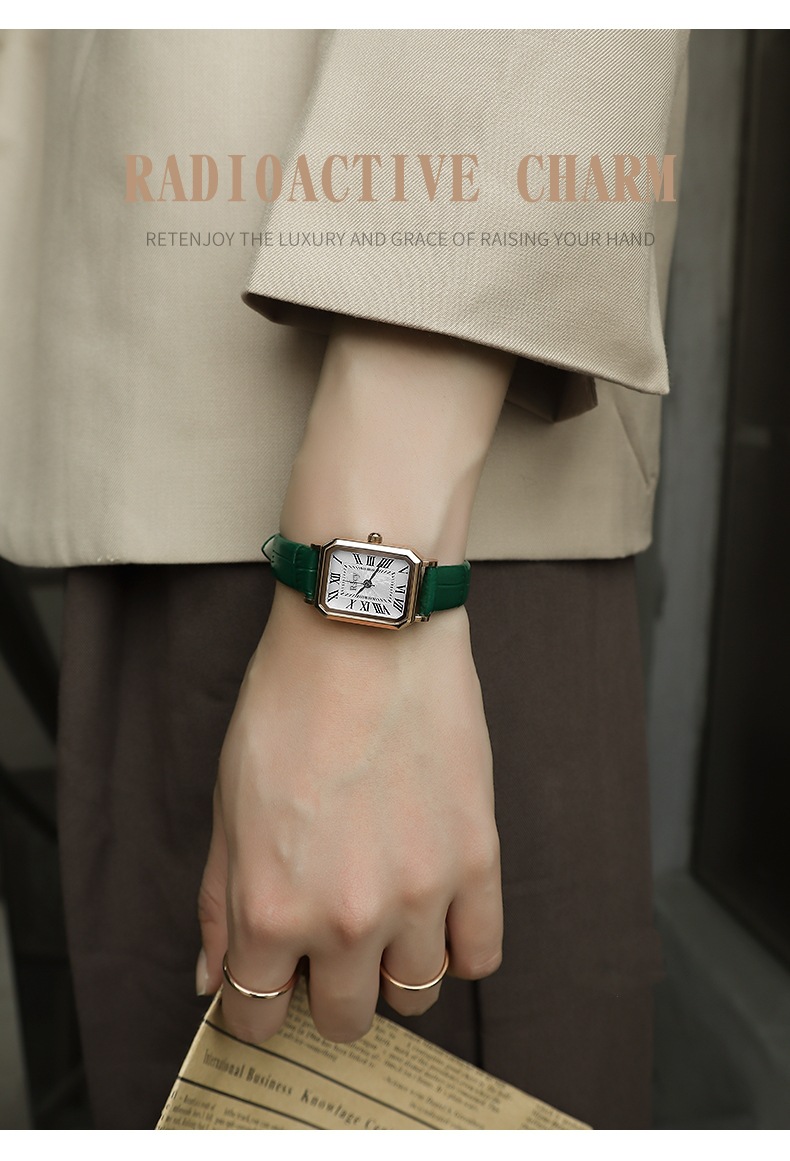 Rscy Vintage Women's Watch, Genuine Leather, Square Dial