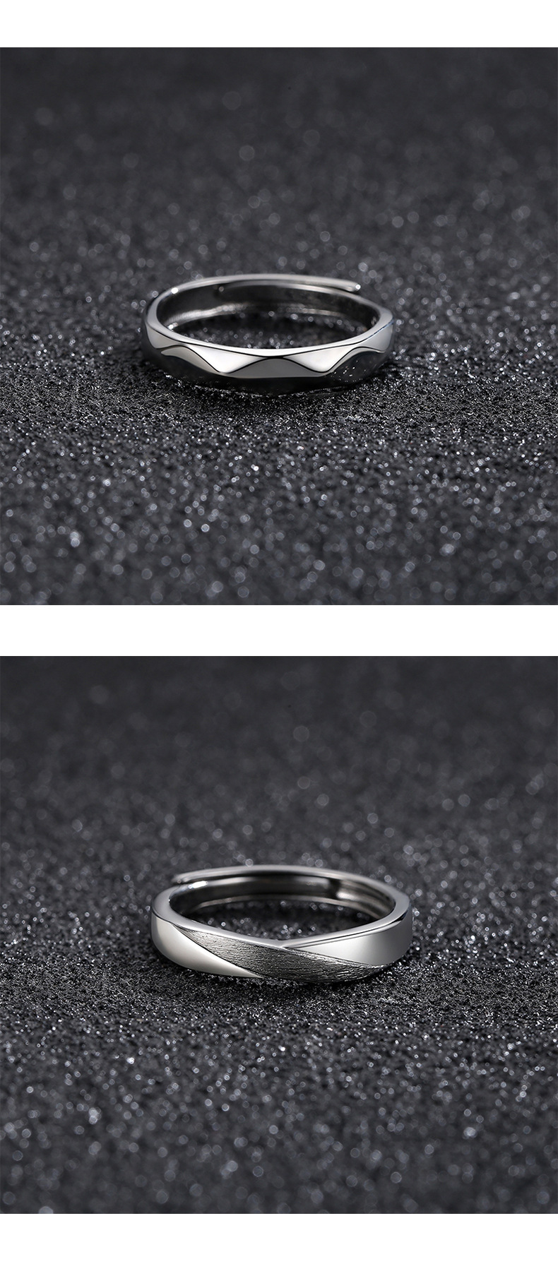 Men's combination stacking ring, retro open style