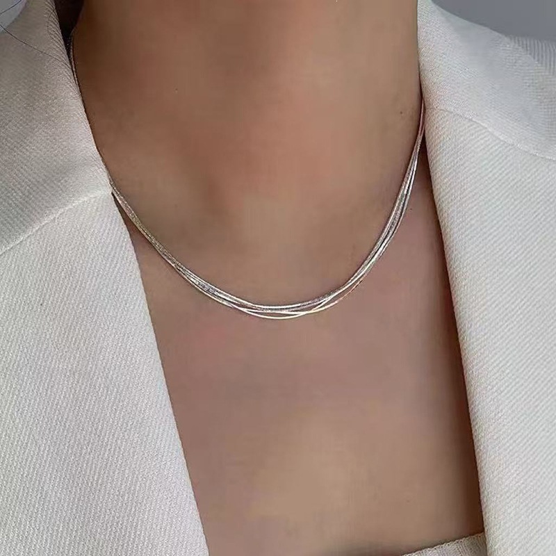 S999 Silberhalskette, Herz-Perlen, elegant