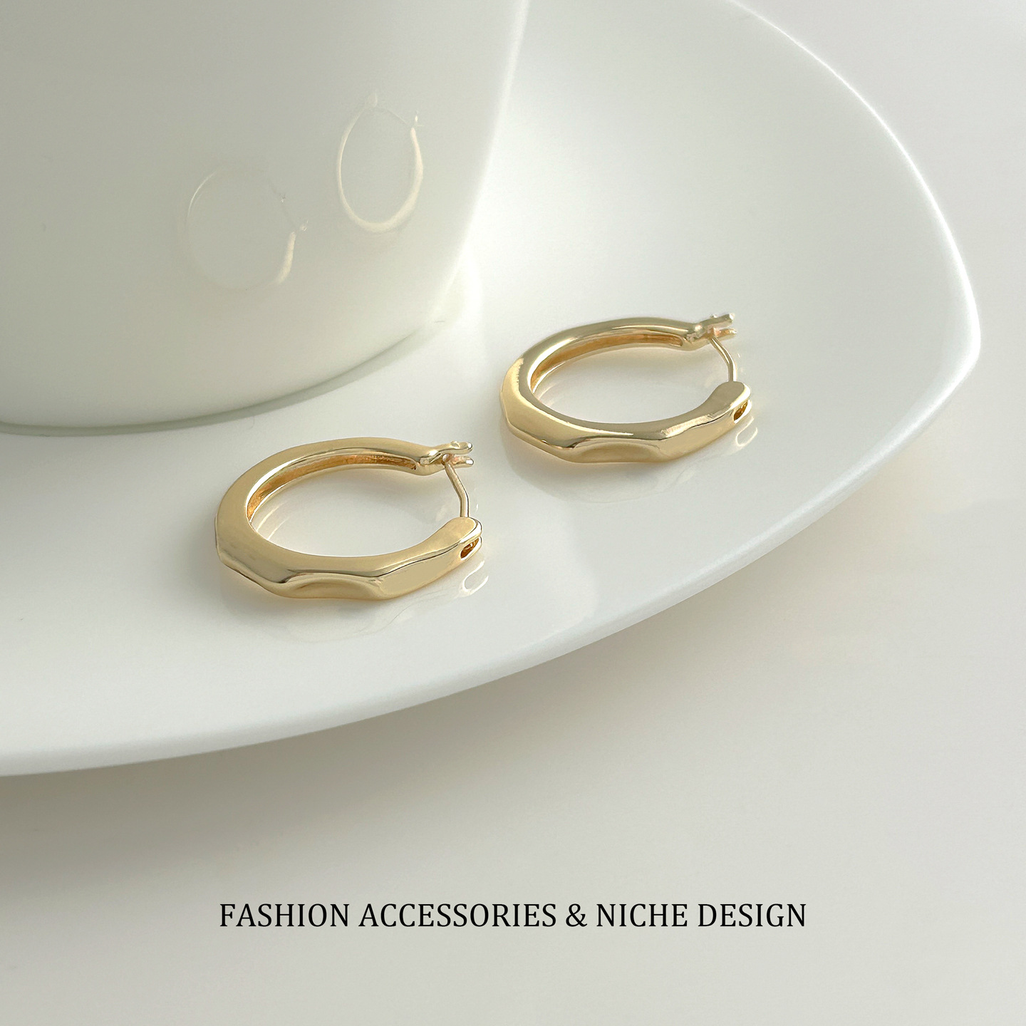ARSIS Flowing Metal Earrings, French Style, Silver