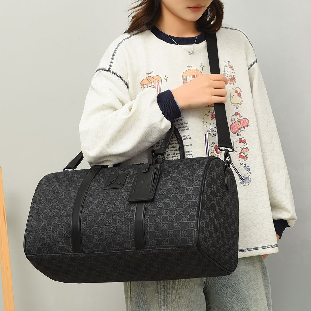 AJ Checkered Gym Bag, Large Capacity, Crossbody