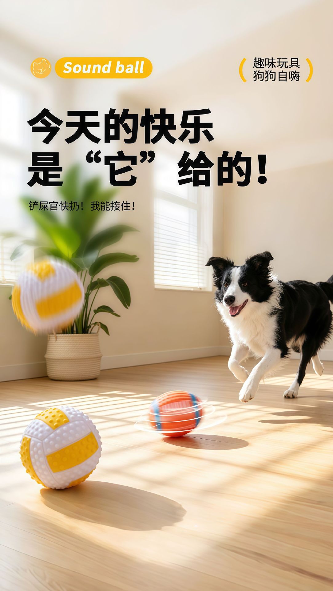 Hundespielzeug-Ball mit Ton, bissfest zur Zahnreinigung