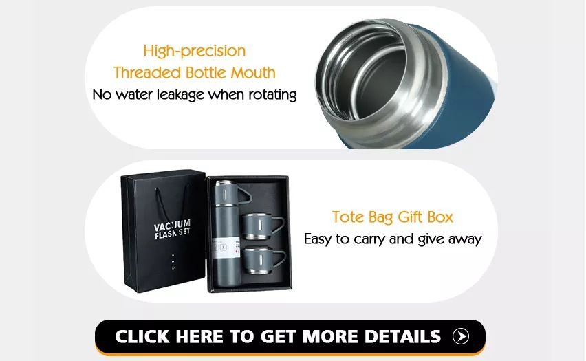 Thermosbecher-Geschenkset 304 Edelstahl mit 3 Deckeln