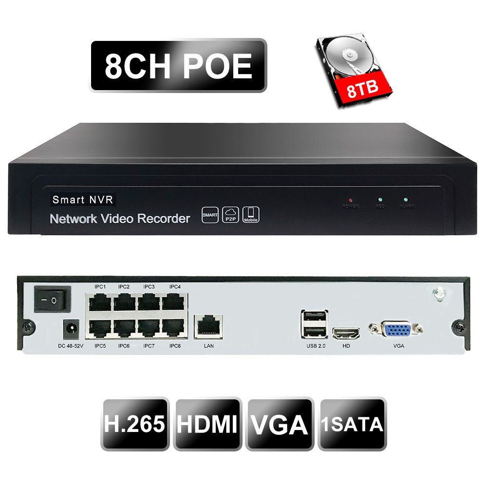 H.265 POE network video recorder 8-channel 16-channel options