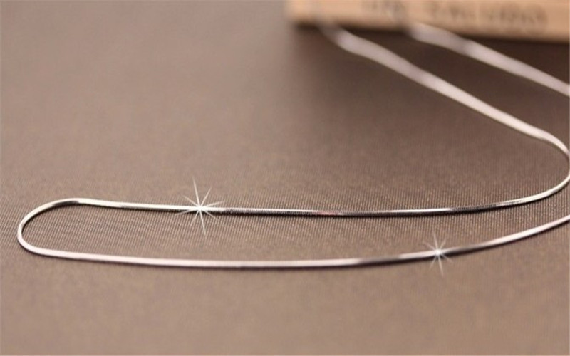 Silver 1mm snake bone chain necklace
