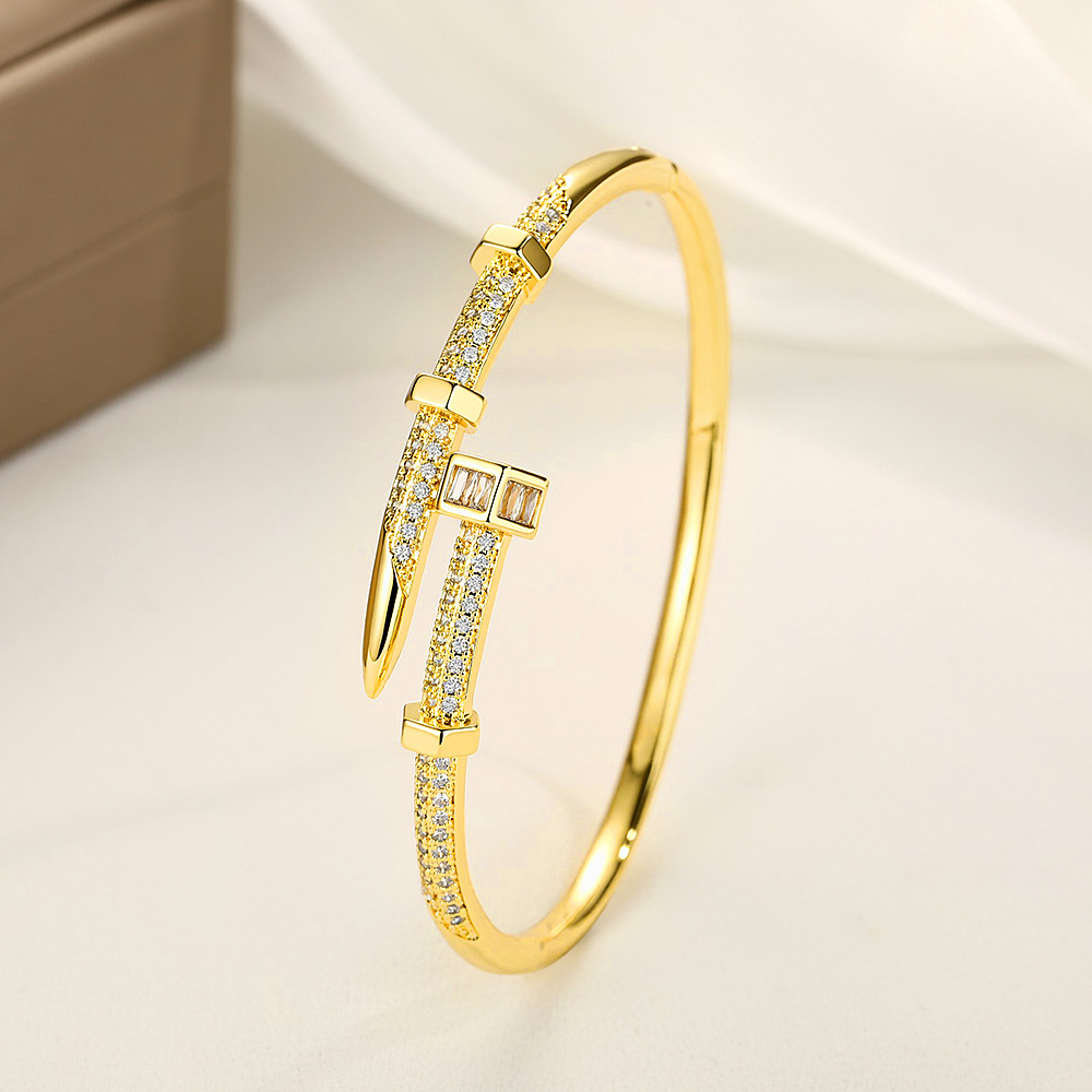 Wide round three-row crystal bracelet, metal snap clasp