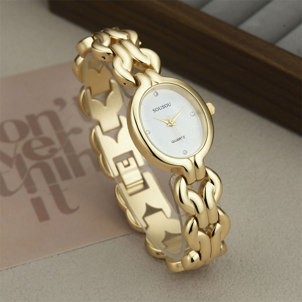 Women's Cuban chain quartz watch multicolor dial