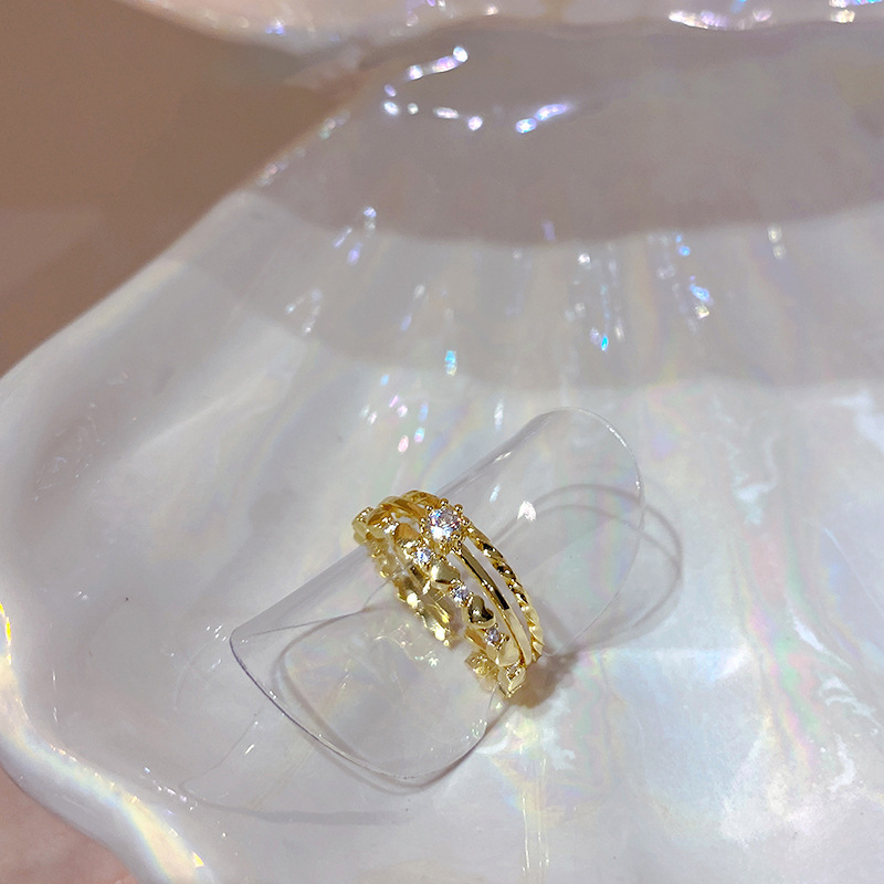 Zircon stone ring, natural color, open design