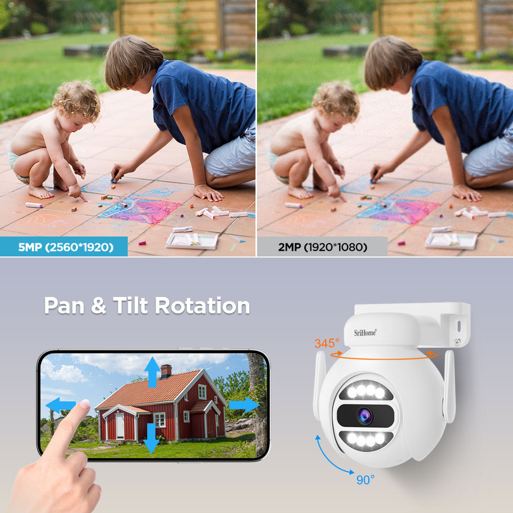 SriHome 8-channel monitoring kit, 5MP camera, 10-inch display