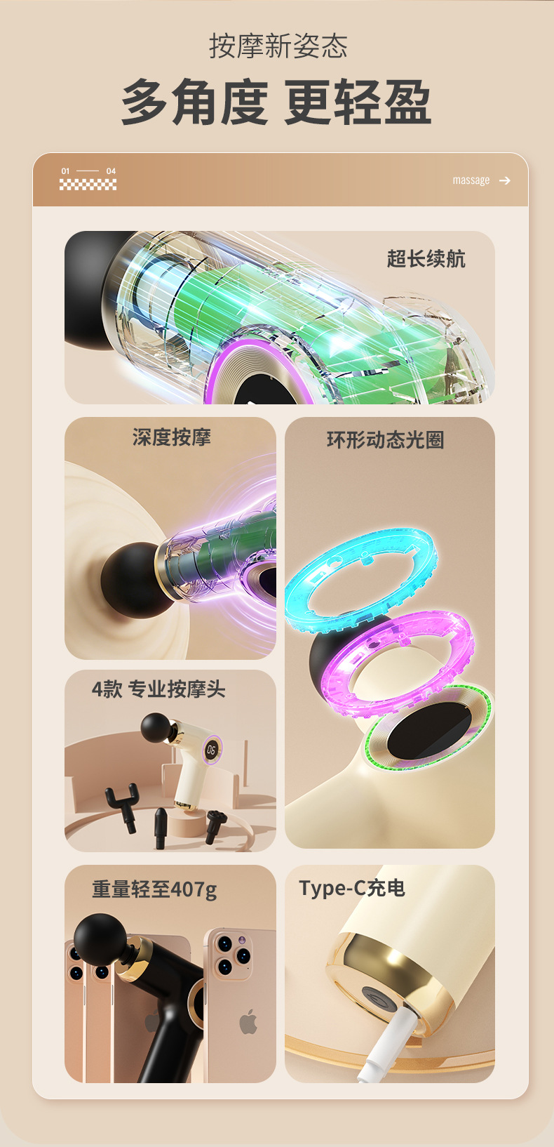 Mini professional multi-function fascia gun