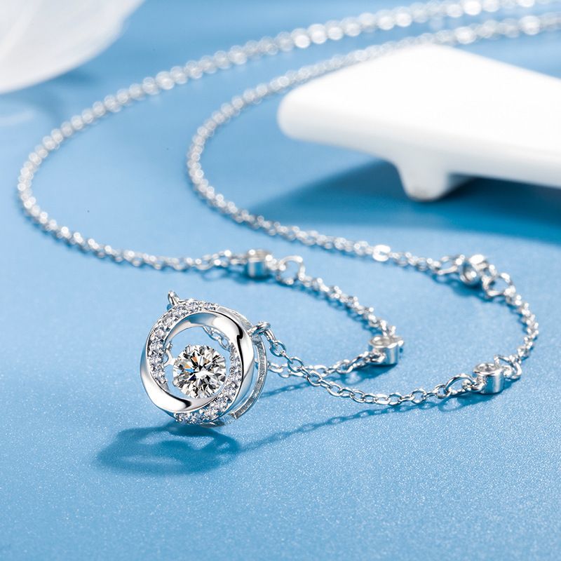 S999 silver Möbius ring heartbeat pendant niche design
